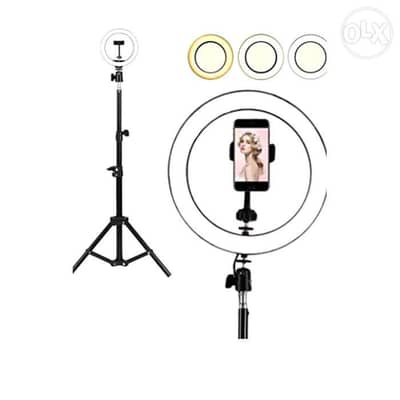 LED Photography Ring Light With Tripod Stand White/Black 1