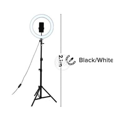 LED Photography Ring Light With Tripod Stand White/Black 2