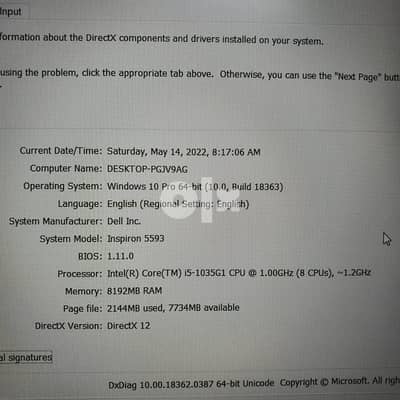 Dell Inspiron 5593,i5 10nth GEN Ram:8 GB+Storage:256 SSD 5