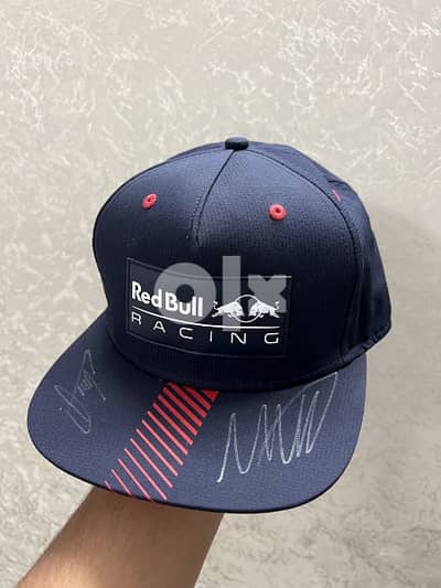 Max Verstappen & Sergio Perez Signed Formula 1 Red Bull Cap 0