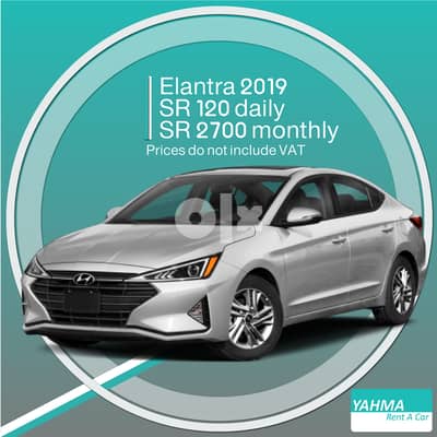 Hyundai Elantra 2019 for rent - Free Delivery for monthly rental 0