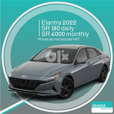 Hyundai Elantra 2022 for rent - Free Delivery for monthly rental 0