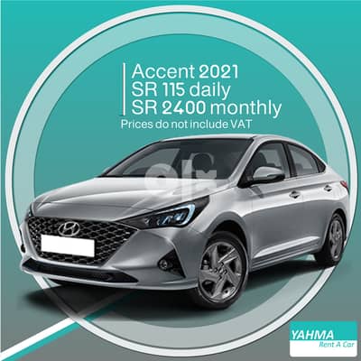 Hyundai Accent 2021 for rent - Free Delivery for monthly rental 0
