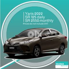 Toyota Yaris 2022 for rent - Free Delivery for monthly rental 0