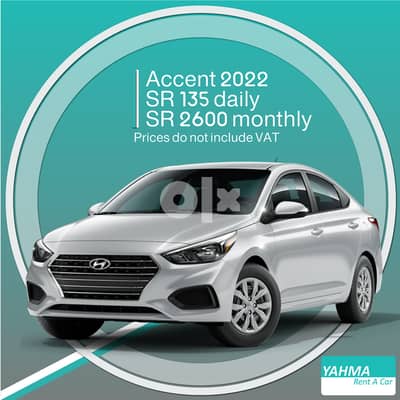 Hyundai Accent 2022 for rent - Free Delivery for monthly rental 0
