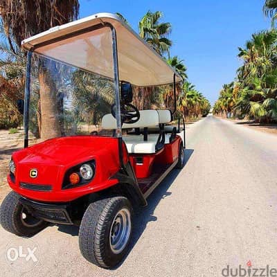 CustomCarts. Org عربة جولف Red Cushman Electric 6 Seater Fancy Golf Car 1